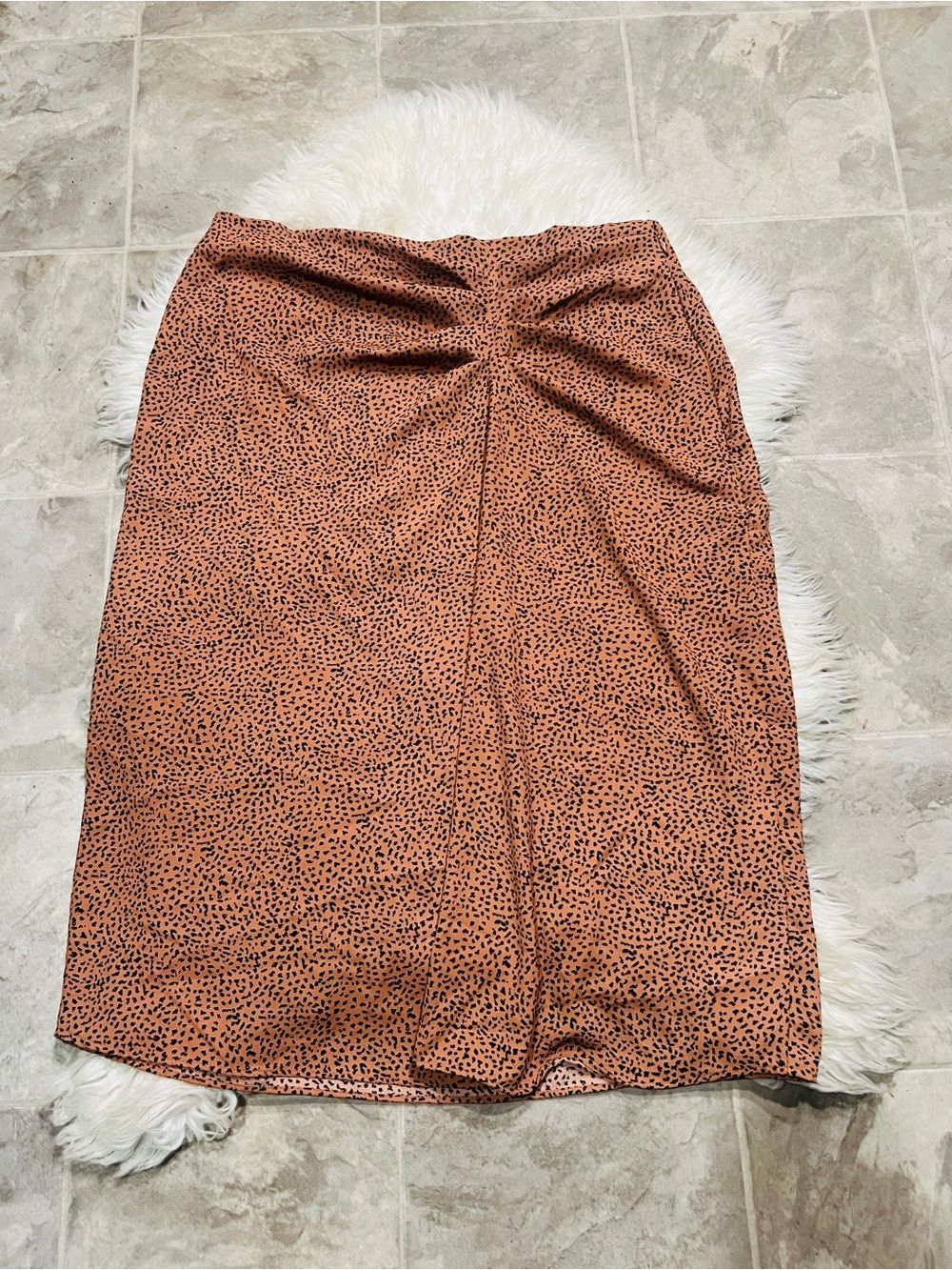Nine West Rust Leopard Animal Print Midi Slit Skirt